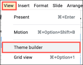 Clique em View, Theme Builder para começar a editar os temas