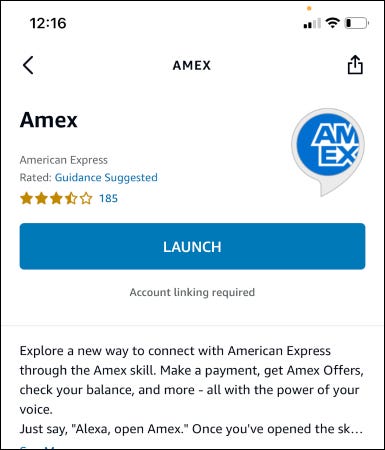 página de lançamento da American Express
