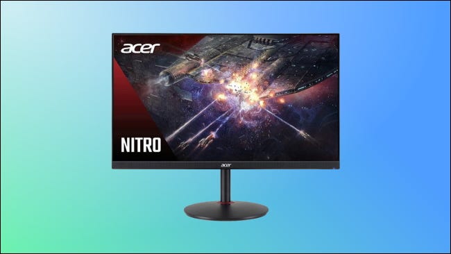 Monitor Acer Nitro em fundo azul e verde