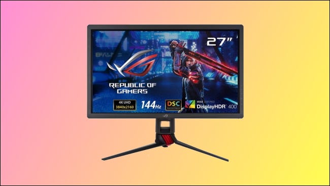 Asus ROG Strix em fundo rosa e amarelo