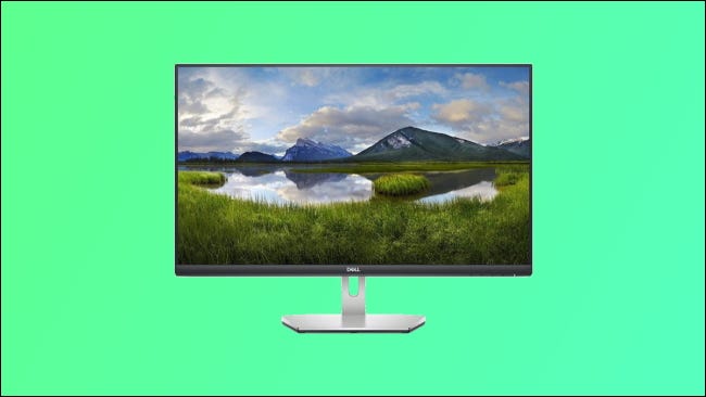 Dell S2721Q em fundo verde