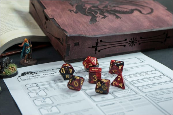 Jogo de Dungeons and Dragons criado com dados