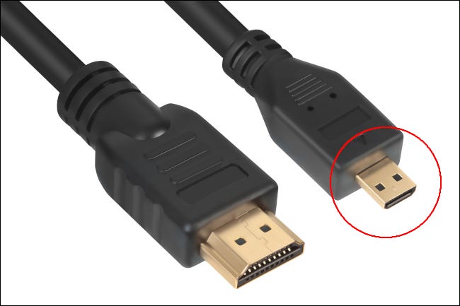Um conector micro HDMI "Tipo D"