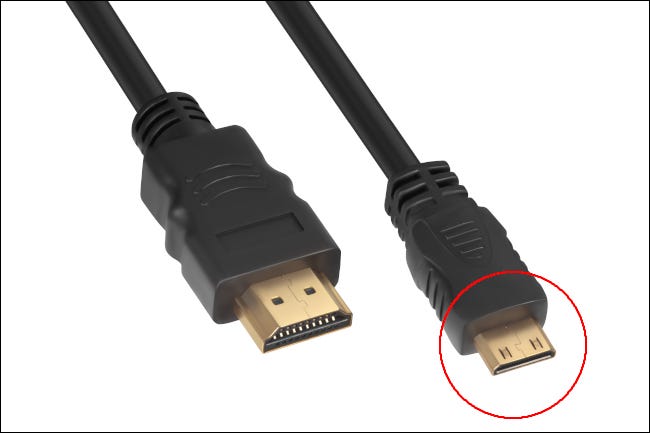 Um conector mini HDMI "Tipo C"