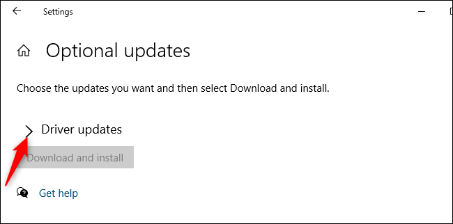 Expanda a seção "Atualizações de driver".