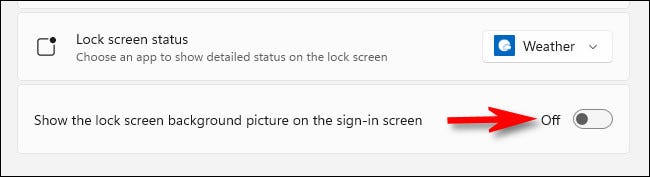 Desative "Mostrar a imagem de fundo da tela de bloqueio na tela de login".