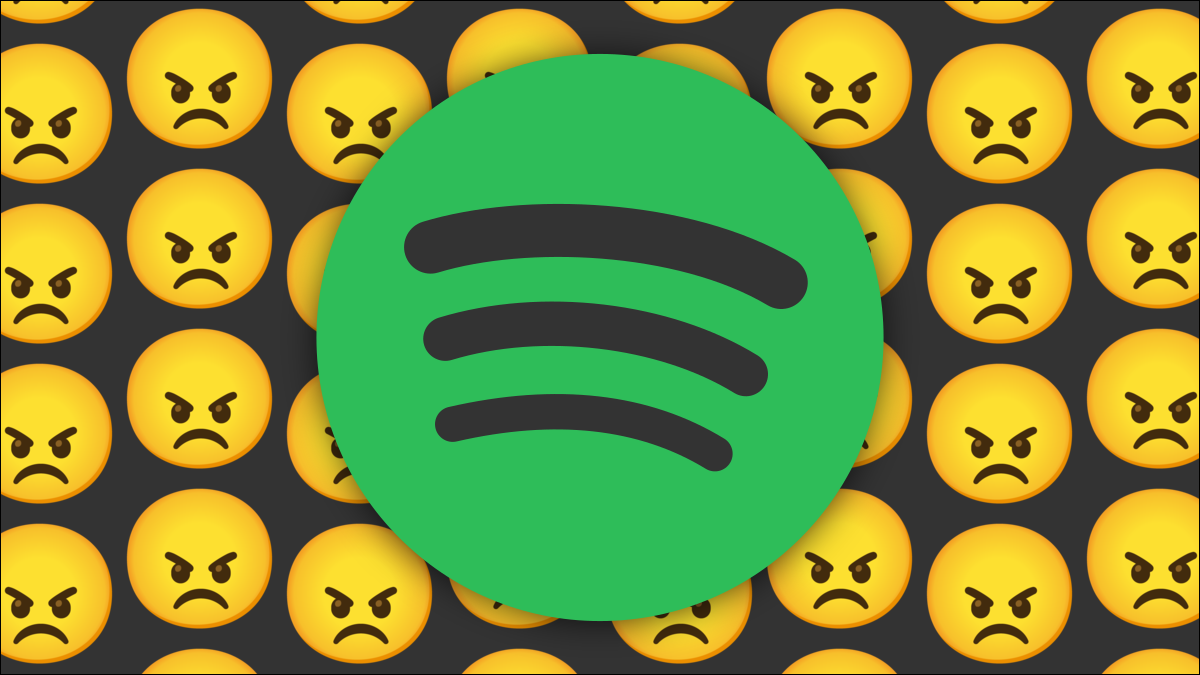 Logotipo do Spotify com rostos zangados.