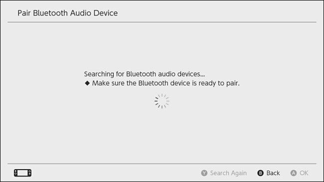 Mudar para a tela "Procurando dispositivos de áudio Bluetooth".