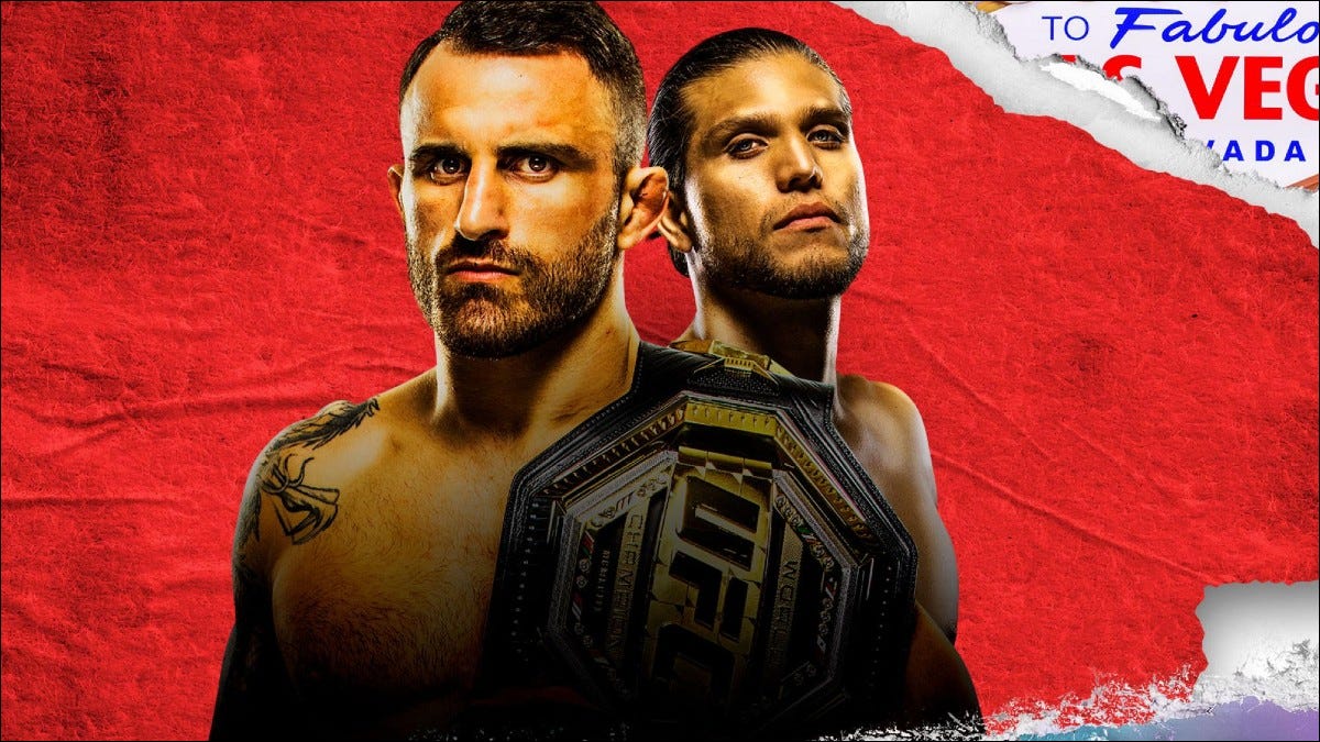 Foto promocional do UFC 266 mostrando dois lutadores