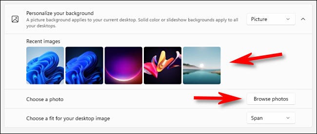 Com a opção "Imagem", escolha uma imagem recente ou navegue por uma.