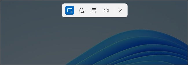 A barra de ferramentas de recorte do Windows 11.