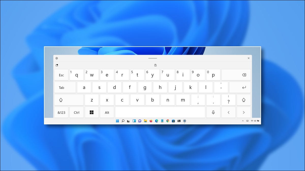 O teclado de toque do Windows 11