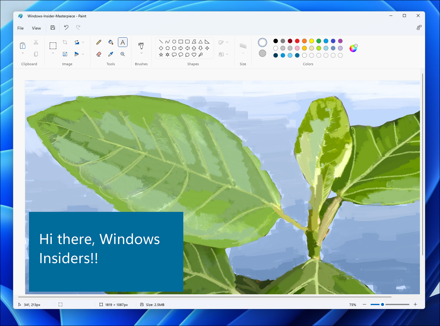 Texto do aplicativo Windows 11 Paint