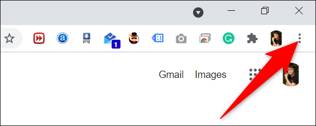 Clique nos três pontos no canto superior direito do Chrome na área de trabalho.