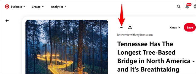 Clique nos três pontos no canto superior direito de uma imagem no Pinterest.