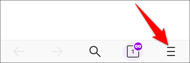 Toque nas três linhas horizontais no canto inferior direito do Firefox no iPhone.