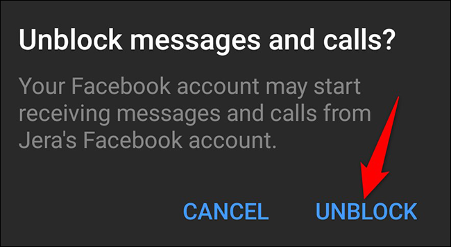 Toque em "Desbloquear" no prompt "Desbloquear mensagens e chamadas" no Messenger.