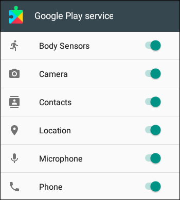 As permissões do Google Play Services