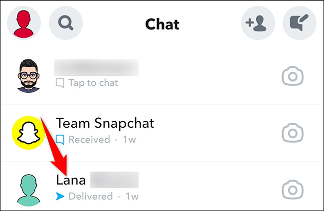 Toque e segure o nome de um amigo na tela "Bate-papo" do Snapchat.