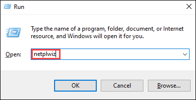Abra o menu Executar e digite “netplwiz”.