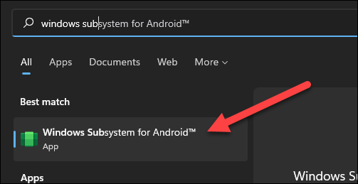 Abra o “Subsistema Windows para Android”.