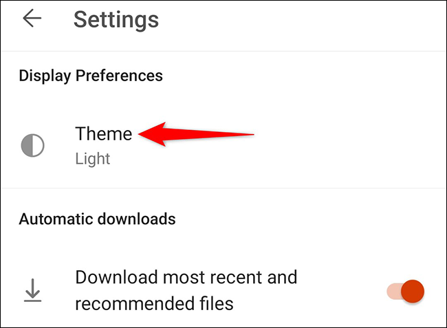 Toque em "Tema" na página "Configurações" do Microsoft Office.