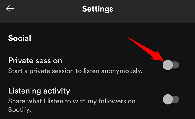 Habilite "Sessão privada" na tela "Configurações" do Spotify no celular.
