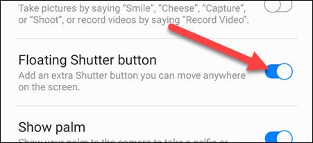Ative o "Botão do obturador flutuante".