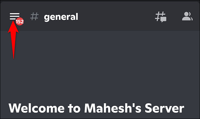 Toque nas três linhas horizontais no Discord no celular.