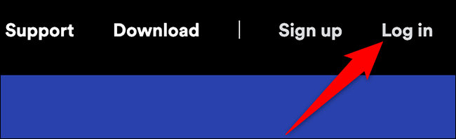 Clique em “Log In” no Spotify.