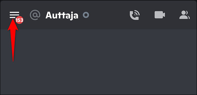 Toque nas três linhas horizontais no canto superior esquerdo do Discord no celular.