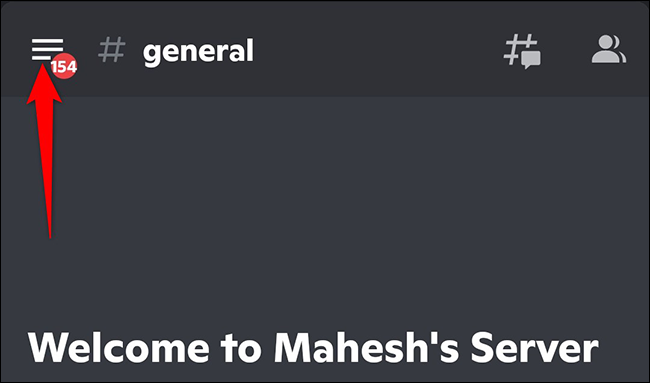 Toque nas três linhas horizontais no canto superior esquerdo do Discord no celular.