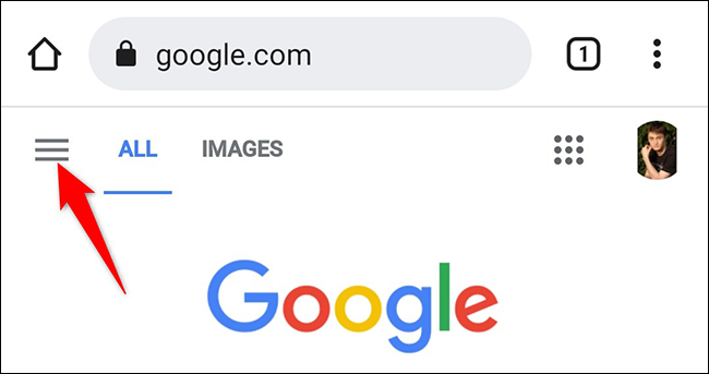 Toque nas três linhas horizontais no canto superior esquerdo da Pesquisa Google no celular.