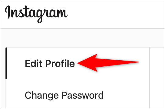 Selecione "Editar Perfil" nas configurações do site Instagram.