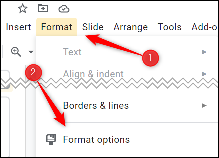 Clique em Formatar e em Opções de formato no menu suspenso.