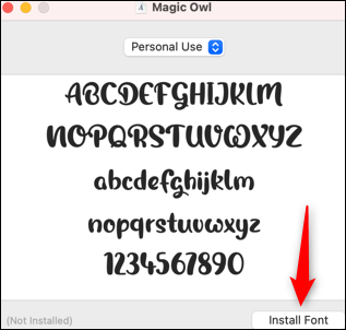 Clique em Instalar fonte.