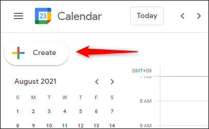 Clique no botão Criar no Google Agenda