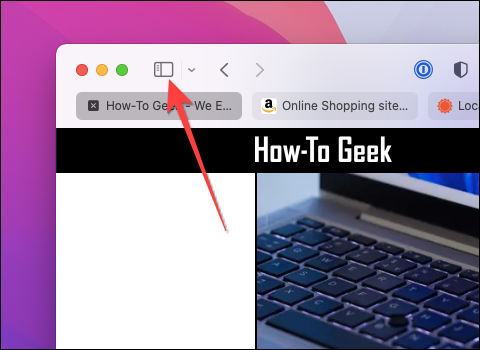 Clique no botão "Barra lateral" no canto superior esquerdo do Safari no Mac.