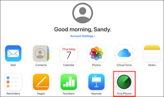 Clique em Find My iPhone em iCloud.com