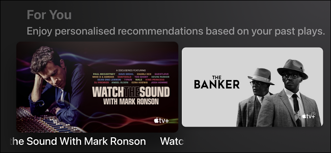 Seção "Para você" na interface da Apple TV.