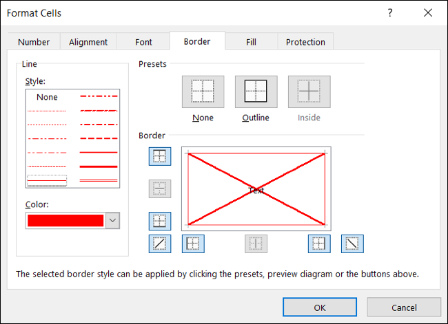 Borda personalizada no Excel