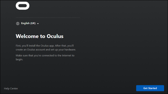 O instalador do software Oculus no Windows.