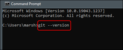 Execute o comando para verificar sua versão do Git.