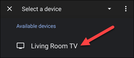Escolha o seu dispositivo Google TV.
