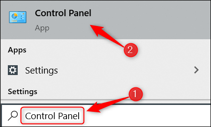 Pesquise e selecione Painel de controle.