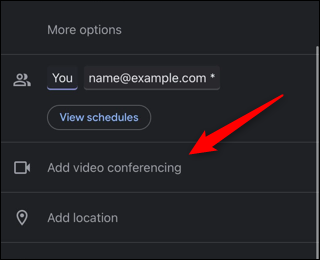 Toque no botão Adicionar videoconferência.