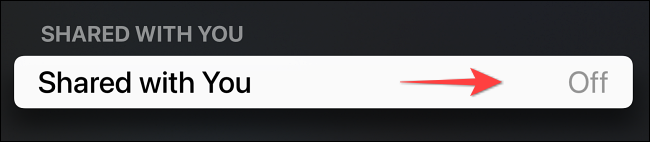 Desative "Compartilhado com você" clicando nele.