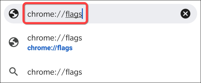 Digite "chrome: // flags" na barra de endereço do Chrome