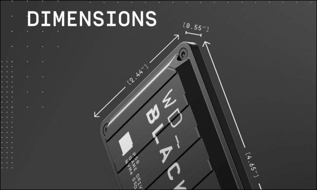 Dimensões do SSD externo WD Black