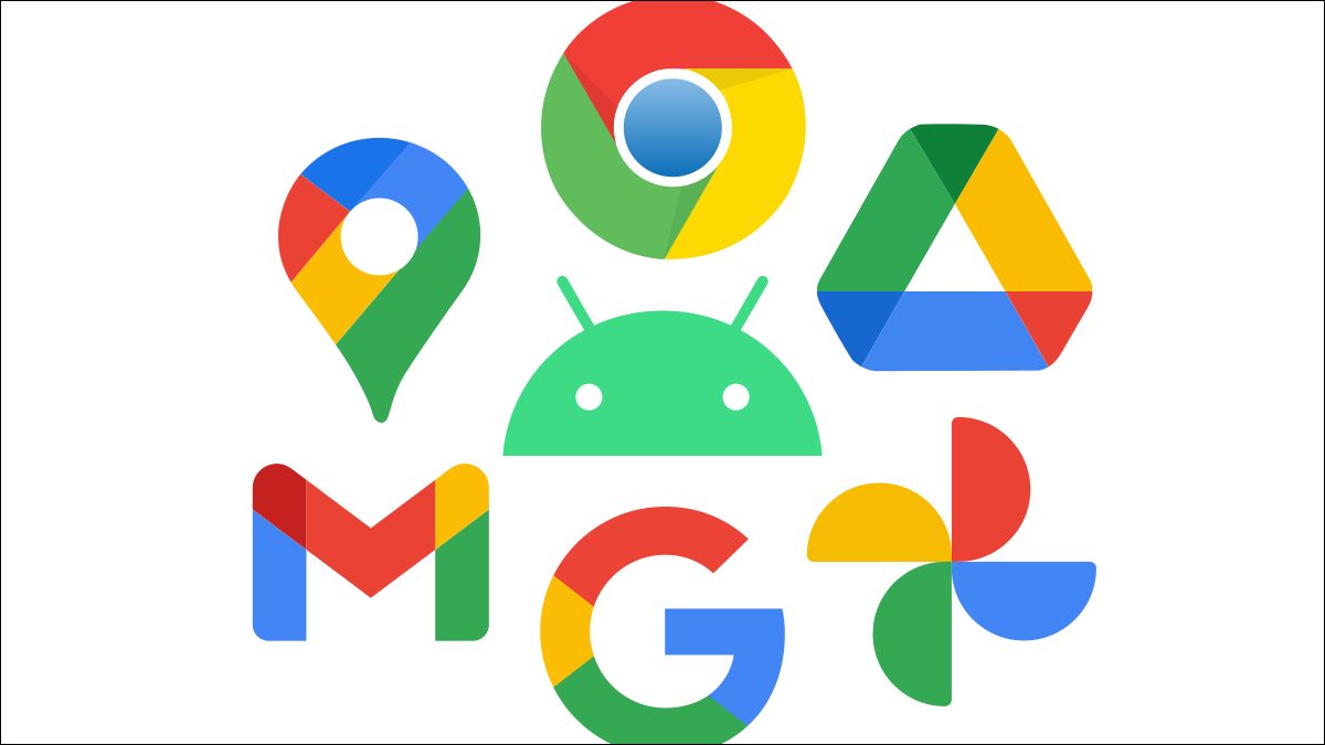 Android com logotipos do Google
